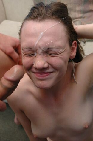 Dame takes scorching jism all over her face.